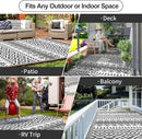 Waterproof Outdoor Rug 6x9ft, Bohemia Reversible Plastic Straw Mat for Patio RV Deck Porch Backyard Balcony Camping Picnic Beach Indoor Outdoor Carpet, Black&White by CozyNest Decor