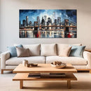 Brooklyn Bridge Wall Art for Bedroom,Modern City Large Canvas Wall Art Living Room,Blue Home Office Decor 29 x 59 Inch by CozyNest Decor