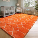 ONASAR Rugs for Living Room Bedroom, 5x8 Washable Fluffy Orange and White Area Rug, Geometric Boho Soft Plush Shaggy Fuzzy Floor Carpet for Nursery Kids Girls Boys Teen Dorm Home Decor Aesthetic by TinyTreasures Baby Boutique
