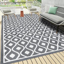 Pauwer Waterproof Outdoor Rug 6x9, Reversible Plastic Straw Patio Camping Rug, Indoor Outdoor RV Mat Carpet for Deck, Camper, Porch, Balcony, Backyard, Picnic, Geometric Grey by GreenHaven Gardens