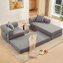 107" Oversized Convertible Sleeper Sofa Bed, Corduroy L Shape Sectional Couch, Folding Sofa Bed with Side Pocket, Modern Cloud Floor Mattress Couch, Modular Sofa for Living Room, Grey by CozyNest Decor
