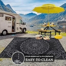 Pauwer Waterproof Outdoor Rug 6x9, Reversible Plastic Straw Patio Camping Rug, Indoor Outdoor RV Mat Carpet for Deck, Camper, Porch, Balcony, Backyard, Picnic, Boho Black Grey by GreenHaven Gardens