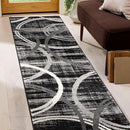 Rugshop Modern Wavy Circles Design Runner Rug 2' x 10' Black by TinyTreasures Baby Boutique
