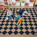 Lahome Checkered Easy Jute Area Rug 8x10, Large Living Room Patio Rug Checkerboard Indoor Outdoor Carpet, Farmhouse Geometric Non Slip Black Carpet for Backyard Dining Room by CozyNest Decor