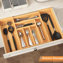 BAMEOS 3" Deepth Expandable Drawer Organizer, Deep Flatware Organizer, Adjustable Silverware Organizer, Bamboo Drawer Organizer for Kitchen, Bathroom (Natural) by CozyNest Decor