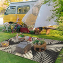 GENIMO Outdoor Rug 6' x 9' Waterproof for Patios Clearance, Reversible Outdoor Plastic Straw Camping Rug Carpet, Large Area Rugs Mats for RV, Camper, Deck, Balcony, Porch, Beach, Picnic, Black&Beige by CozyNest Decor
