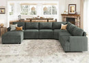 Nolany Modular Sectional Couch with Storage Ottoman, Corduroy Sectional Sofa with Chaise, U Shape Sectional Couches for Living Room, Green by CozyNest Decor