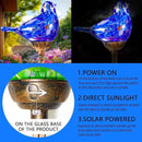 Decorative Solar Lights, Outdoor Solar Bird Stake Lights, Hand Blown Glass Decorative Garden Pathway Lights Outdoor Waterproof Glass Stakes (Dark Blue) by CozyNest Decor