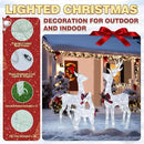 4.5FT Lighted Reindeer Family Set for Christmas Decoration, 3 Pieces Pre-Lit Iridescent Deer Xmas Decor with 200 LED Lights, 3D Glittered Standing Holiday Display for Outdoor, Indoor, White by CozyNest Decor