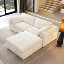 78.74" L Shaped Modern Sofa Modular Sectional Cloud Couch with Ottoman,Upholstered Couches with Plush Corduroy Fabric for Living Room Furniture,Bedroom and Apartment,No Assembly Required,White by CozyNest Decor
