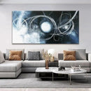 TAIJXAGSG Large Abstract Wall Art For Living Room Modern Dark Blue Wall Canvas Decorations White Line Canvas Wall Art Decor Prints Artwork Bedroom Kitchen Office Home Wall Artwork 29"×58" by CozyNest Decor