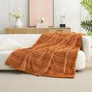 Amélie Home Luxury Striped Faux Fur Throw Blanket for Couch, Embossed Split Fur Cozy Fuzzy Fluffy Luxurious Soft Plush Sofa Chair Bed Gift Blankets for Women Men Wife Friend, 60"x80", Brown by CozyNest Decor