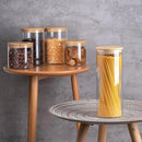 YUNCANG Glass Storage Jars [Set of 5],Clear Glass Food Storage Containers with Airtight Bamboo Lid Stackable Kitchen Canisters for Candy,Cookie,Rice,Sugar,Flour,Pasta,Nuts and Spice Jars by CozyNest Decor