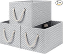 StorageWorks Storage Baskets for Shelves, Foldable Fabric Closet Storage Bins with Handles, Fabric Storage Bins Clothes Organizer, Gray Check, 3-Pack, Large by TinyTreasures Baby Boutique