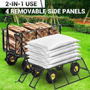 Heavy Duty Steel Garden Cart, 1100LBS Pullable Metal Garden Wagon with 10" Wheels, 180° Rotating Handle and Removable Sides for Outdoor, Farm, Yard, Beach by GreenHaven Gardens