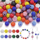 100 Pcs 10 Mixed Colors Rhinestone Beads for Jewelry Making, Sparkle Crystal Clay Christmas for Bracelet Baseball Necklace Earring Crafting and DIY, Shiny Round Shamballa Disco Ball Beads by TinyTreasures Baby Boutique