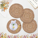 Defined Deco Woven Placemats Set of 4,13" Round Rattan Placemats,Natural Hand-Woven Water Hyacinth Placemats,Farmhouse Weave Place Mats,Rustic Braided Wicker Table Mats for Dining Table,Home,Wedding. by CozyNest Decor