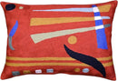 Lumbar Kandinsky Orange Abstract Pillow Cover Elements Modern Throw Pillowcase Chair Cushion Contemporary Pillowsham Accent Farmhouse Couch Hand Embroidered Wool Size 14x20 by CozyNest Decor