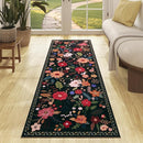 Rug Runners 2x6, Floral Washable Kitchen Rugs for Hallways Area Rugs, Non Slip Long Rug Low Pile Entrance Doormat, Flower Carpet for Kitchen, Entryway Indoor, Bedroom, Bathroom, Laundry, Black by TinyTreasures Baby Boutique