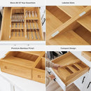 Premium Cutlery, Flatware, and Silverware Drawer Organizer – Slanted 3-Compartment Design with Labeled Slots, Non-Slip Feet, 100% Sustainable Bamboo, 2 Pack by CozyNest Decor