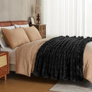 JELLYMONI Faux Fur Throw Blanket, Black for Couch, Fuzzy Cozy Plush Bubble Bed, Thick and Warm, Twin (60" x 80") by CozyNest Decor
