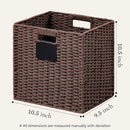 UBBCARE 2 Pack Wicker Basket, 10.5×10.5 Storage Cubes with Label, Foldable Cube Storage Bin with Handle, Square Storage Basket for Shelves, Woven Paper Rope Basket for Organizing, Brown by GreenHaven Gardens