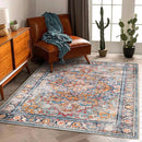 Washable Area Rug 5'x7' Retro Boho Chic Medallion Distressed Design Living Room Indoor Non-Slip Large Oriental Accent Throw Rug for Kitchen Bedroom Office Carpet by TinyTreasures Baby Boutique