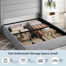 Allewie Full Size Lift Up Storage Bed, Modern Wingback Headboard, Hydraulic Support, No Box Spring Needed, Light Grey by CozyNest Decor