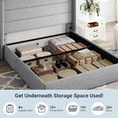 Allewie Queen Size Lift Up Storage Bed, Modern Wingback Headboard, Hydraulic Support, No Box Spring Needed, Light Grey