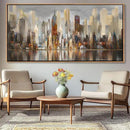 Mofutinpo Abstract Modern Canvas Wall Art for Living Room Cityscape New York Wall Decor City Theme Paintings Brown Framed Pictures Office Artwork Wall Decor Bedroom Above Bed by CozyNest Decor