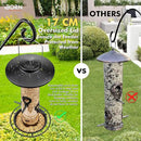 iBorn Metal Bird Feeders for Outdoors, 2LB Bird Seed Feeder 17cm Large Roof &Tray, 4 Feeding Ports, Black Finish by CozyNest Decor
