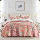 NEWLAKE Cotton Patchwork Bedspread, 3-Piece Bedding Quilt Set with Real Stitched Embroidery, Reversible Matelasse Bed Coverlet Set,Bohemian Floral, Queen Size by CozyNest Decor