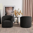 KINWELL 32" Wide Modern Boucle Swivel Barrel Chairs Set of 2, No Assembly Round Upholstered Swivel Accent Armchairs for Living Room, Bedroom (Black) by CozyNest Decor