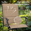 PHI VILLA 7 Piece Patio Bar Dining Set, Bar Height Outdoor Table and Chairs with 6 Swivel Bar Stools (Padded Textilene) & Large Rectangle Metal Table for Deck, Garden and Yard by CozyNest Decor