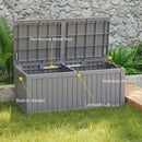 EAST OAK Outdoor Storage Box, 150 Gallon Deck Box, Large Resin Storage Bin for Patio Cushions, Gardening Tools, Lockable, Waterproof and UV Resistant, Grey by GreenHaven Gardens
