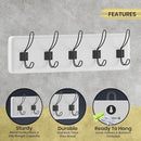 HBCY Creations White Solid Wood Wall Mounted Coat Rack with Shelf, 5 Hooks, 24" Long - Kitchen, Mudroom, Entryway, Bathroom - Includes Mounting Hardware, Coat Hanger, Dog Leash Hooks, Towel Rack
