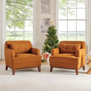 Modern Accent Chair with Terry Fabric, Upholstered Armchair with Spring Package Cushion & Solid Wood Frame, Comfy Lounge Chair for Living Room, Bedroom, or Reading Corner, Terry, Curry by CozyNest Decor