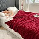 UKELER Sherpa Bed Blanket 80 × 90 inch, Ultra Soft Queen Size Throw Blanket for All Season, 470 GSM Cozy Plush Striped Fleece Blankets for Bedroom Living Room Dorm Hostel Sofa Camping, Red by CozyNest Decor