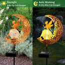 Garden Solar Lights Outdoor Decorative, Moon & Fairy Solar Stake Crackle Glass Globe, Gardening Gifts for Women, Garden Stake Lights Waterproof for Walkway, Yard, Lawn, Patio (Warm White) by GreenHaven Gardens