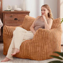 Giant Bean Bag Chairs for Adults Teens, Large Bean Bag Sofa Chairs with Filling Comfy Fuzzy BeanBag Chair with Armrests for Bedroom Living Room Reading (Brown, Large) by CozyNest Decor