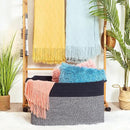 MINTWOOD Design 22in Extra Large Blanket Basket Holder for Living Room, Rectangle Rope Woven Storage Bin with Handles for Laundry, Pool Towels, and Shoes, Dog Toy Box Organizer, Navy Blue by GreenHaven Gardens
