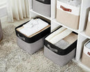 DECOMOMO Storage Baskets for Shelves - Fabric Closet Organizers and Storage Bins, Perfect Baskets for Organizing Closet Toys Nursery (Grey and Black, Large - 3 Pack) by CozyNest Decor