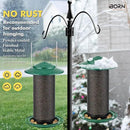 iBorn Bird Feeders for Outdoors, All Metal Mesh Tube, Holding Bird Seed for Outside Feeders,18cm Large Roof, Green, 2.8lb(Seed is not Included) by CozyNest Decor