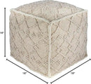 Mark&Day Pouf Ottoman, Lanzendorf Bohemian/Global White Cube Pouf Foot Rest for Living Room, Bedroom and Boho Home Decor (18"x18"x18") by CozyNest Decor