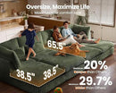 Oversized Modular Sofa, Extra Deep Cloud Corduroy Sectional Couch with Ottoman Chaise, Fluffy Chenille 8 Seater Couch Bed for Living Room, Villa (Sofa Bed 8 Seater, Corduroy Green) by CozyNest Decor
