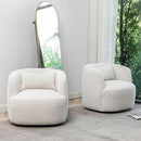 KINWELL 34" Wide Boucle Swivel Barrel Chairs Set of 2, No Assembly Round Upholstered Armchairs Accent Chairs Single Sofa Chair with Toss Pillow for Living Room and Bedroom, Beige by CozyNest Decor