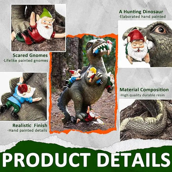 Garden Gnomes Statues Yard Decorations Outdoor Garden Decor, 14” Dinosaur Gnomes Garden Statues, Patio, Lawn Ornament, Gardening Gifts for Women for Housewarming, photo 2 of 9