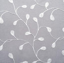 MIUCO Floral Embroidery Semi Sheer Curtains Faux Linen Grommet Curtains for Bedroom 52 x 63 Inch 2 Panels, Grey by CozyNest Decor