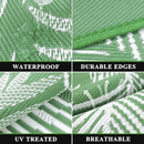 Pauwer Waterproof Outdoor Rug 6x9, Reversible Plastic Straw Patio Camping Rug, Indoor Outdoor RV Mat Carpet for Deck, Camper, Porch, Balcony, Backyard, Picnic, Leaf Green by GreenHaven Gardens