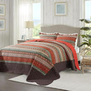 NEWLAKE Cotton Bedspread Quilt Sets - Reversible Patchwork Coverlet Set, Red Striped Jacquard Pattern, Oversized King Size by CozyNest Decor